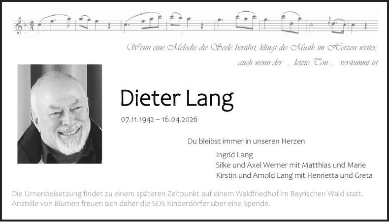Traueranzeige Dieter Lang