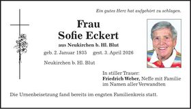 Traueranzeige Sofie Eckert