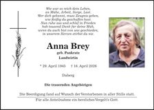 Traueranzeige Anna Brey