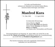 Traueranzeige Manfred Kura