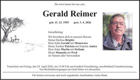 Traueranzeige Gerald Reimer