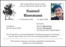 Traueranzeige Samuel Hausmann