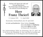Traueranzeige Franz Theierl
