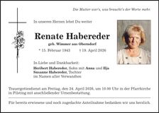 Traueranzeige Renate Habereder