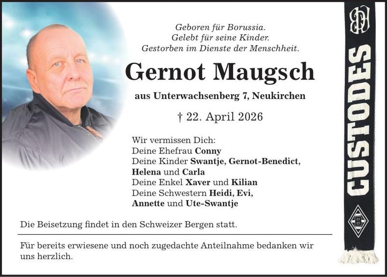 Traueranzeige Gernot Maugsch