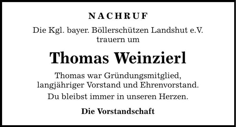Traueranzeige Thomas Weinzierl