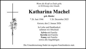 Traueranzeige Katharina Machel