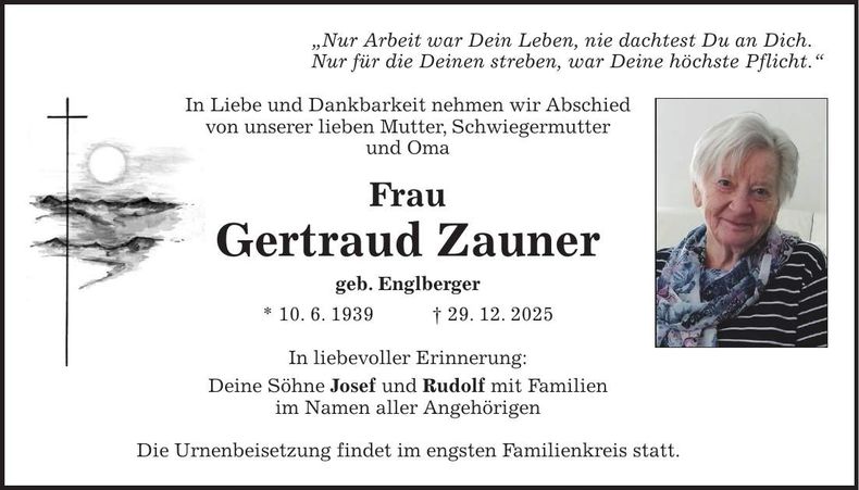 Traueranzeige Gertraud Zauner