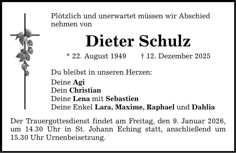 Traueranzeige Dieter Scholz