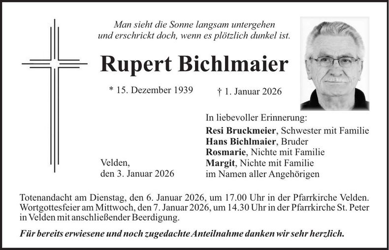 Traueranzeige Rupert Bichlmaier