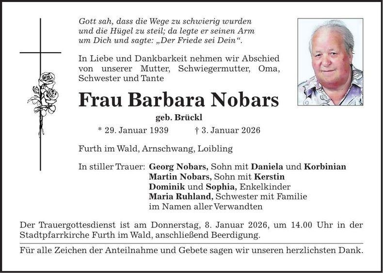 Traueranzeige Barbara Nobars