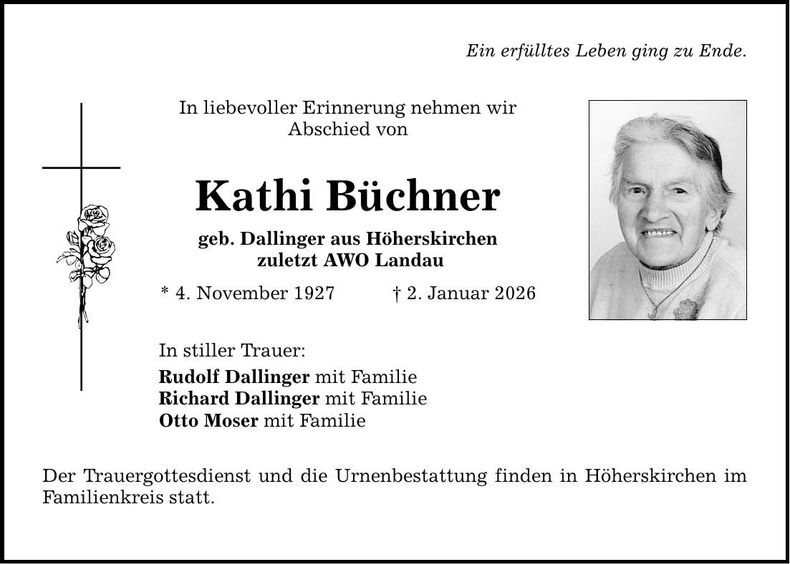 Traueranzeige Kathi Büchner