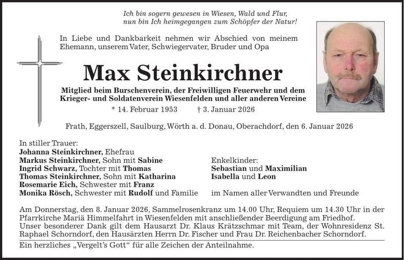 Traueranzeige Max Steinkirchner