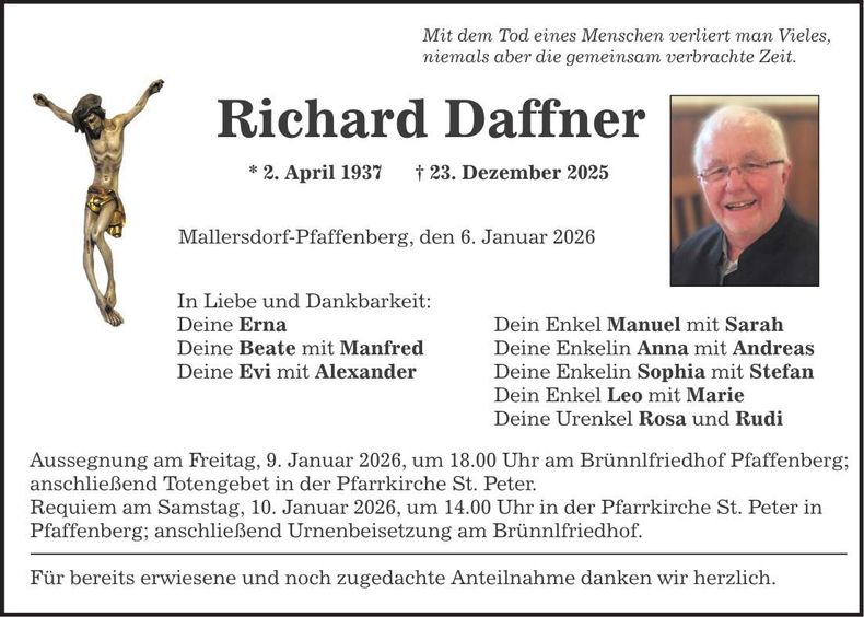 Traueranzeige Richard Daffner