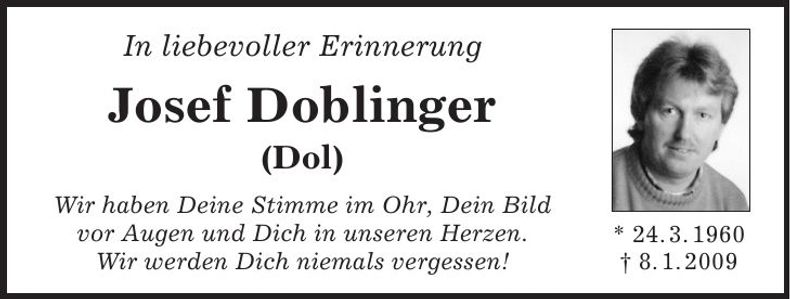 Traueranzeige Josef Doblinger