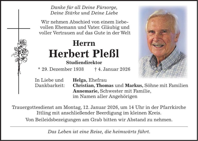 Traueranzeige Herbert Pleßl
