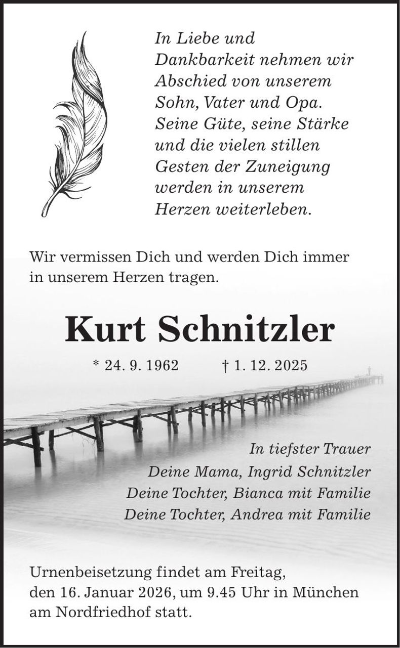 Traueranzeige Kurt Schnitzler