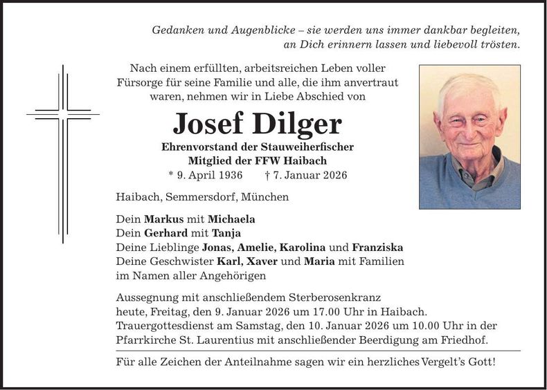 Traueranzeige Josef Dilger