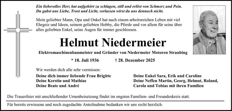 Traueranzeige Helmut Niedermeier