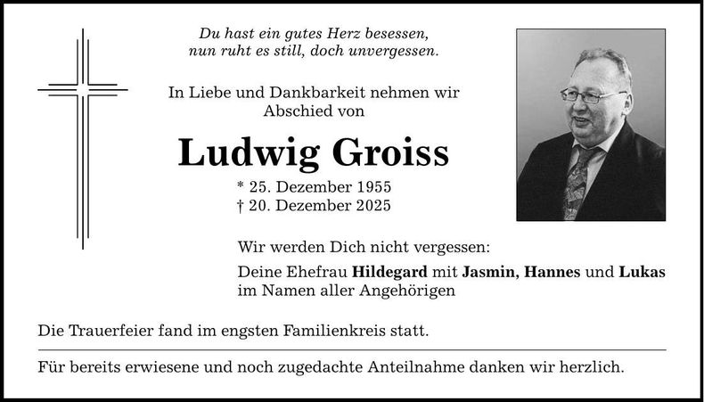 Traueranzeige Ludwig Groiss
