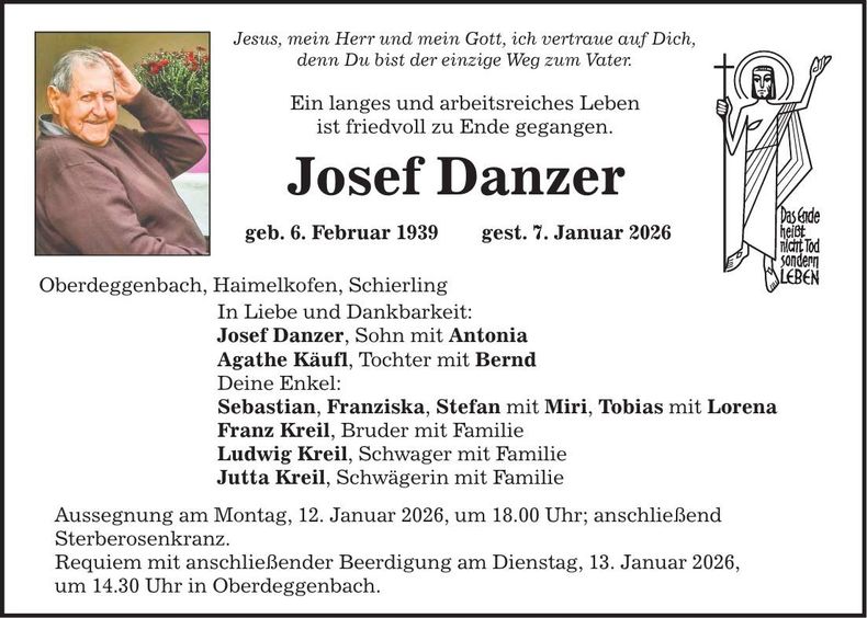 Traueranzeige Josef Danzer