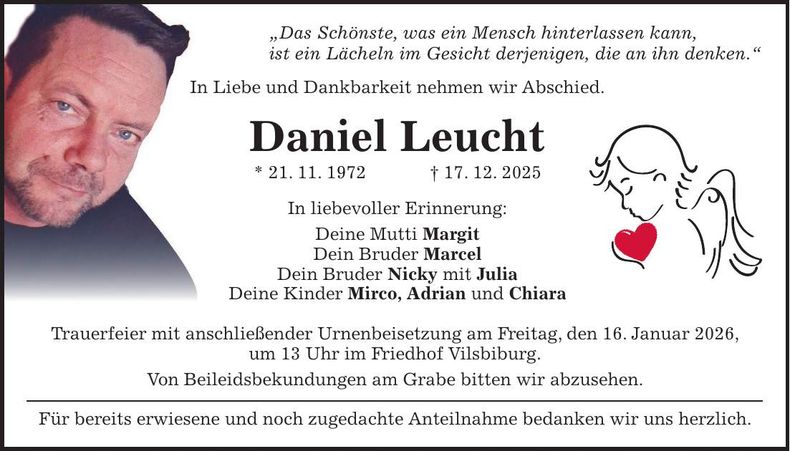Traueranzeige Daniel Leucht