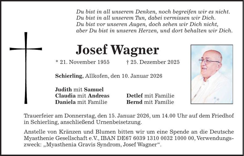 Traueranzeige Josef Wagner