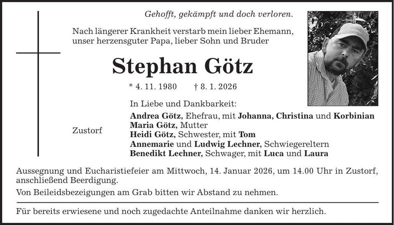 Traueranzeige Stephan Götz