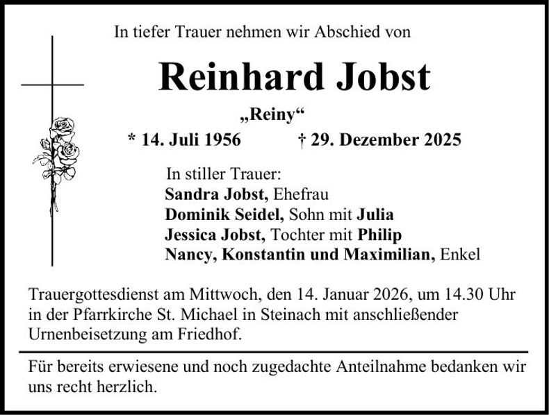 Traueranzeige Reinhard Jobst