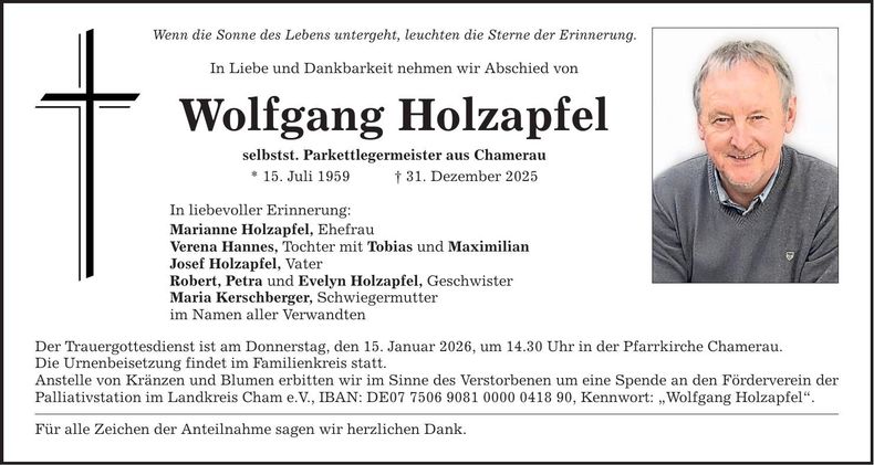 Traueranzeige Wolfgang Holzapfel