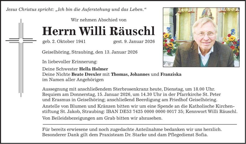 Traueranzeige Willi Räuschl