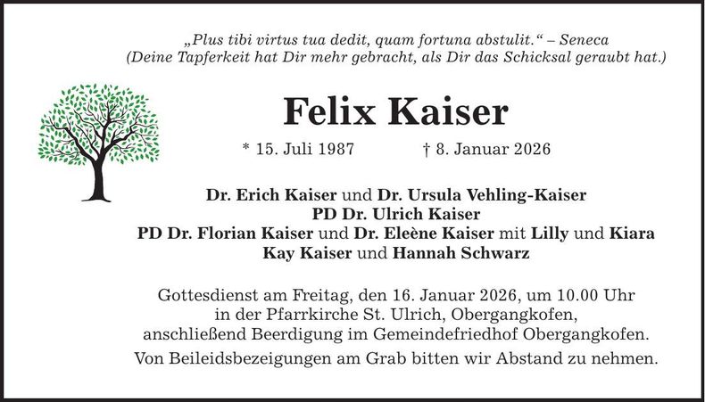 Traueranzeige Felix Kaiser