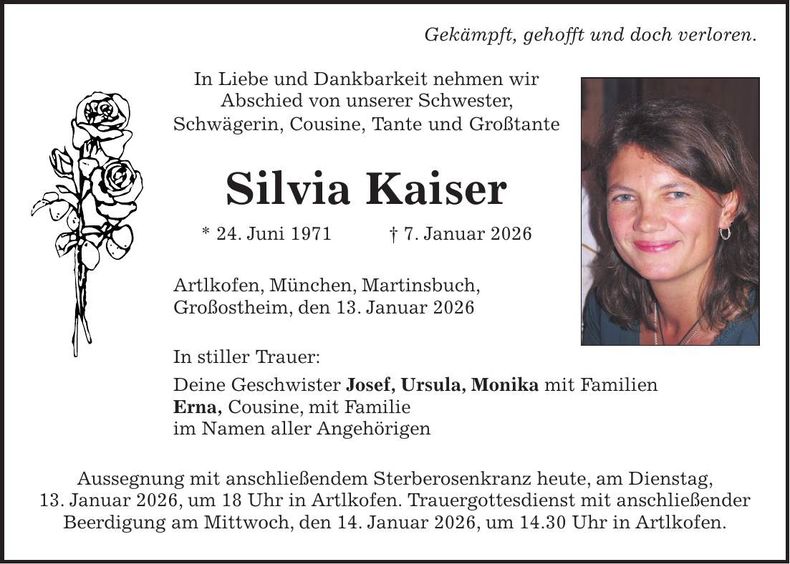 Traueranzeige Silvia Kaiser