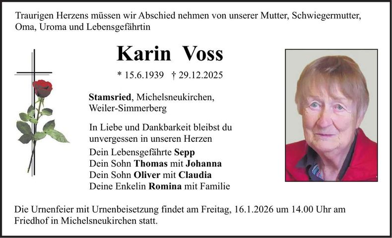 Traueranzeige Karin Voss