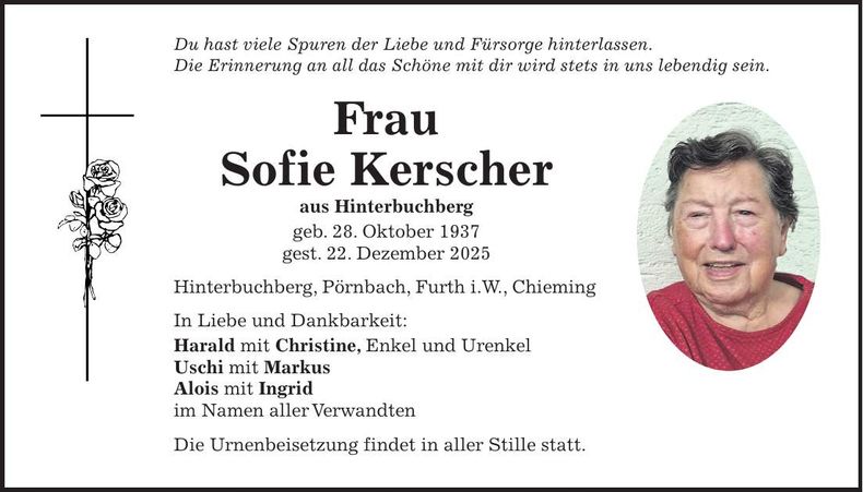 Traueranzeige Sofie Kerscher