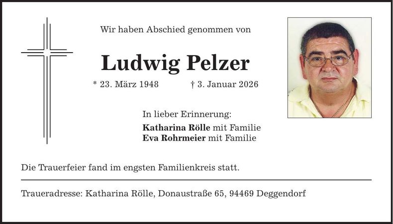 Traueranzeige Ludwig Pelzer