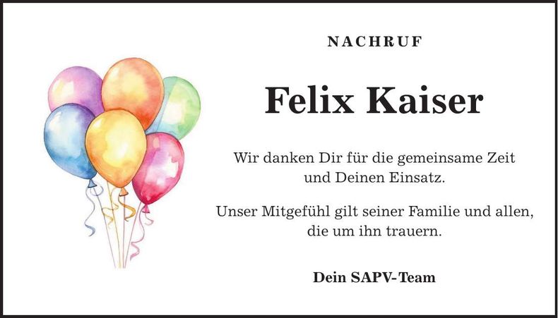 Traueranzeige Felix Kaiser