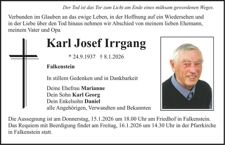 Traueranzeige Karl Irrgang