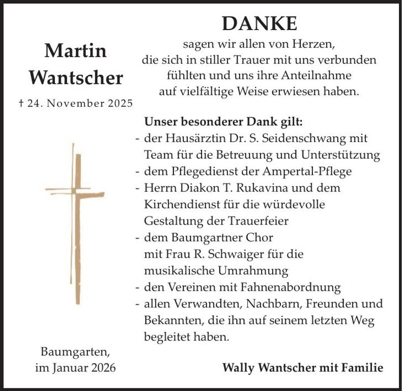 Traueranzeige Martin Wantscher