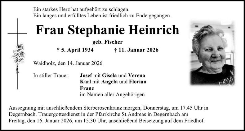 Traueranzeige Stephanie Heinrich