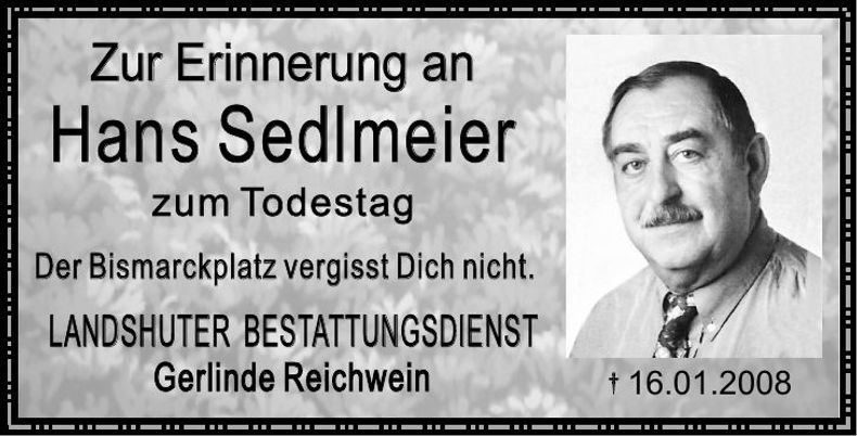Traueranzeige Hans Sedlmeier