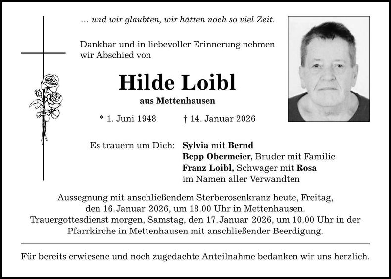 Traueranzeige Hilde Loibl