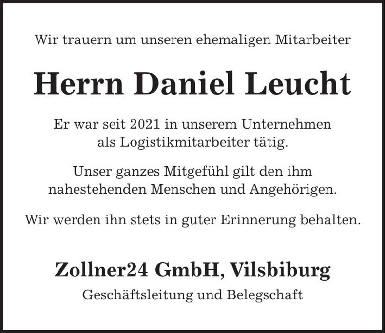 Traueranzeige Daniel Leucht