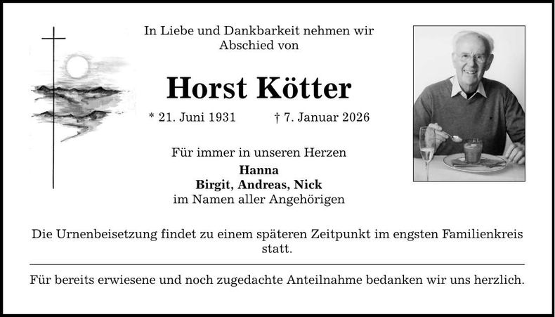 Traueranzeige Horst Kötter