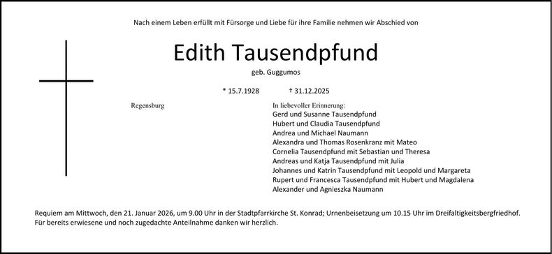 Traueranzeige Edith Tausendpfund