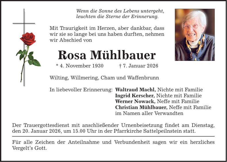 Traueranzeige Rosa Mühlbauer