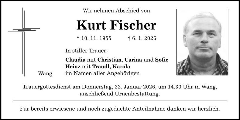Traueranzeige Kurt Fischer