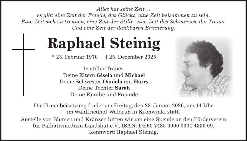 Traueranzeige Raphael Steinig