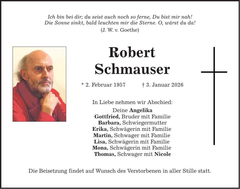 Traueranzeige Robert Schmauser