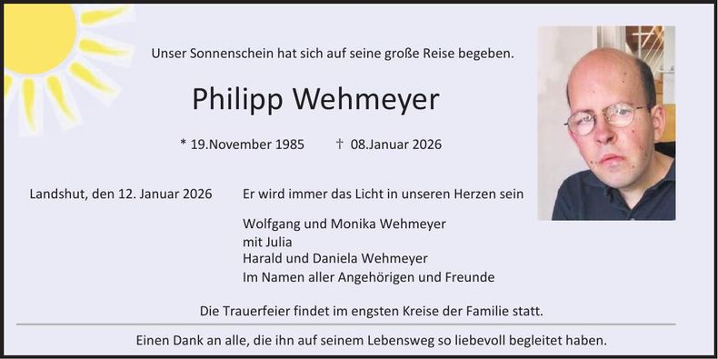 Traueranzeige Philipp Wehmeyer
